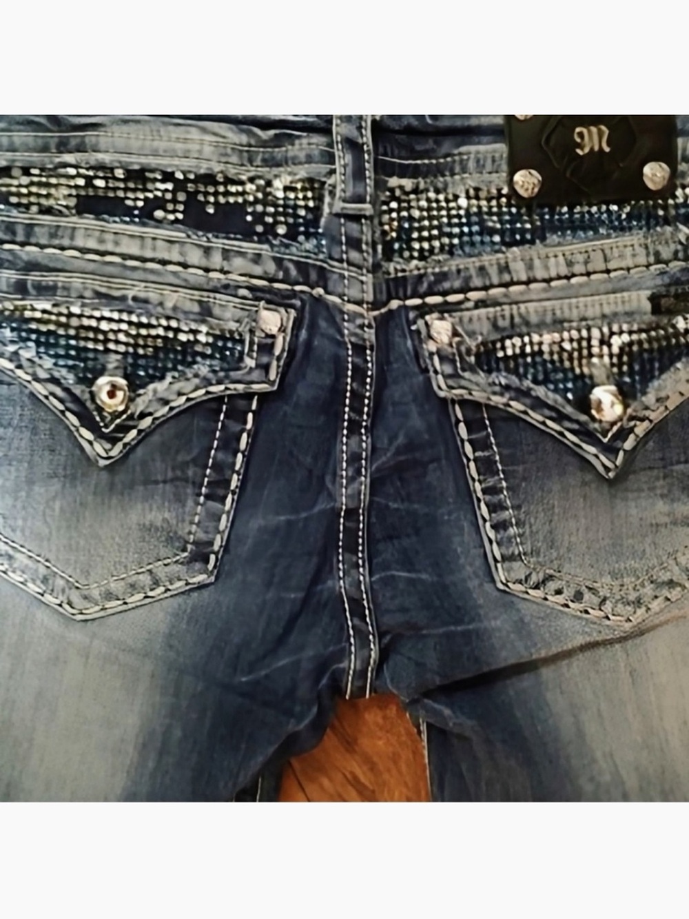 Gorgeous Y2K Miss Me Mid-Rise Easy Boot Jeans Embellished Pockets 29-1/2” Inseam